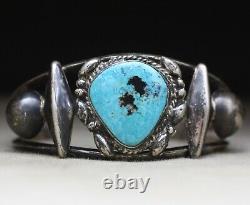 Vintage Native American Navajo Sterling Silver Turquoise Cuff Bracelet