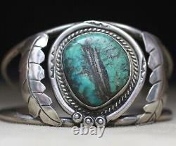 Vintage Native American Navajo Sterling Silver Turquoise Cuff Bracelet