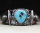 Vintage Native American Navajo Sterling Silver Turquoise Cuff Bracelet