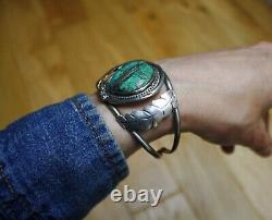 Vintage Native American Navajo Sterling Silver Turquoise Cuff Bracelet