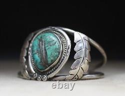 Vintage Native American Navajo Sterling Silver Turquoise Cuff Bracelet