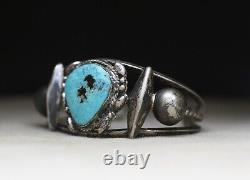 Vintage Native American Navajo Sterling Silver Turquoise Cuff Bracelet