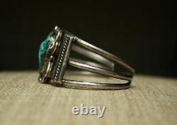 Vintage Native American Navajo Sterling Silver Turquoise Cuff Bracelet