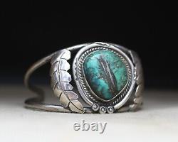 Vintage Native American Navajo Sterling Silver Turquoise Cuff Bracelet