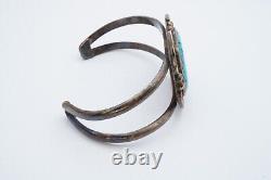 Vintage Native American Navajo Sterling Silver Turquoise Cuff Bracelet 6.5 H7
