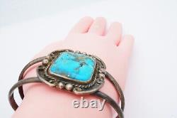 Vintage Native American Navajo Sterling Silver Turquoise Cuff Bracelet 6.5 H7