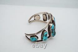 Vintage Native American Navajo Sterling Silver Turquoise Cuff Bracelet 7 READ