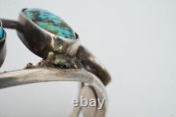 Vintage Native American Navajo Sterling Silver Turquoise Cuff Bracelet 7 READ