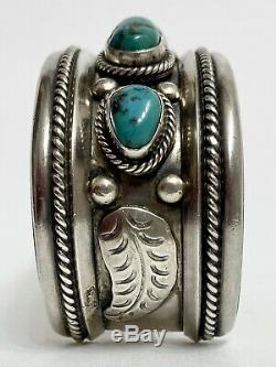 Vintage Native American Navajo Sterling Silver Turquoise Cuff Bracelet Nice