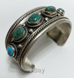 Vintage Native American Navajo Sterling Silver Turquoise Cuff Bracelet Nice