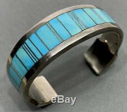 Vintage Native American Navajo Sterling Silver Turquoise Cuff Bracelet THICK