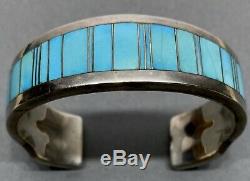 Vintage Native American Navajo Sterling Silver Turquoise Cuff Bracelet THICK