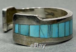 Vintage Native American Navajo Sterling Silver Turquoise Cuff Bracelet THICK