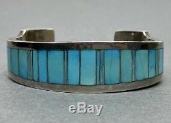 Vintage Native American Navajo Sterling Silver Turquoise Cuff Bracelet THICK