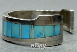 Vintage Native American Navajo Sterling Silver Turquoise Cuff Bracelet THICK