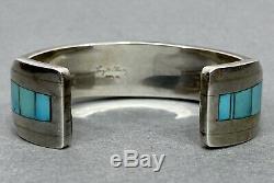 Vintage Native American Navajo Sterling Silver Turquoise Cuff Bracelet THICK