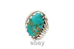 Vintage Native American Navajo Sterling Silver Turquoise Mens Ring Size 10.75