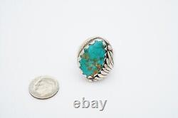 Vintage Native American Navajo Sterling Silver Turquoise Mens Ring Size 10.75