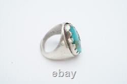 Vintage Native American Navajo Sterling Silver Turquoise Mens Ring Size 10.75