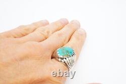 Vintage Native American Navajo Sterling Silver Turquoise Mens Ring Size 10.75