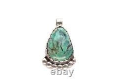 Vintage Native American Navajo Sterling Silver Turquoise Pendant Signed LG