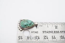 Vintage Native American Navajo Sterling Silver Turquoise Pendant Signed LG