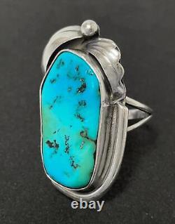 Vintage Native American Navajo Sterling Silver & Turquoise Ring Artisan Crafted