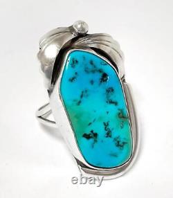 Vintage Native American Navajo Sterling Silver & Turquoise Ring Artisan Crafted