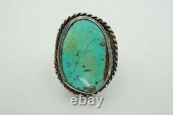 Vintage Native American Navajo Sterling Silver Turquoise Ring Size 6.5 A1