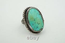 Vintage Native American Navajo Sterling Silver Turquoise Ring Size 6.5 A1