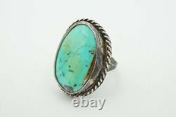 Vintage Native American Navajo Sterling Silver Turquoise Ring Size 6.5 A1