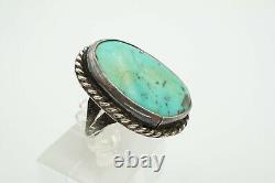 Vintage Native American Navajo Sterling Silver Turquoise Ring Size 6.5 A1