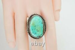 Vintage Native American Navajo Sterling Silver Turquoise Ring Size 6.5 A1