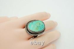 Vintage Native American Navajo Sterling Silver Turquoise Ring Size 6.5 A1