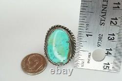 Vintage Native American Navajo Sterling Silver Turquoise Ring Size 6.5 A1