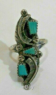Vintage Native American Navajo Sterling Silver & Turquoise Ring Size 7.5