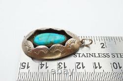 Vintage Native American Navajo Sterling Silver Turquoise Shadowbox Pendant