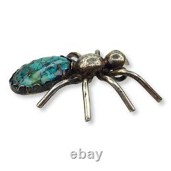 Vintage Native American Navajo Sterling Silver Turquoise Spider Pendant