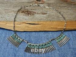 Vintage Native American Navajo Sterling Silver Zuni Turquoise Necklace