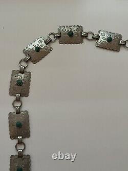 Vintage Native American Navajo Sterling Silver and Turquoise Belt