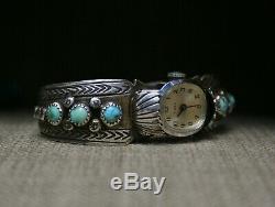 Vintage Native American Navajo Sterling Turquoise Watch cuff Bracelet
