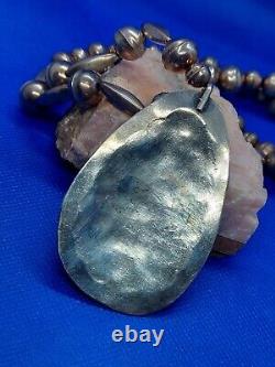Vintage Native American Navajo Turquoise 925 Sterling Silver Leaf Necklace 72.2g