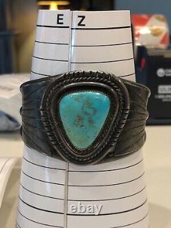 Vintage Native American Navajo Turquoise Cuff Bracelet HEAVY Size 6.5 6