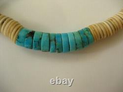 Vintage Native American Navajo Turquoise & Heishi Necklace NM