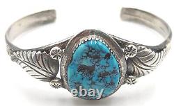 Vintage Native American Navajo Turquoise Sterling Signed Mike Platero Cuff
