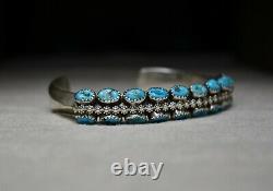 Vintage Native American Navajo Turquoise Sterling Silver Bracelet Large Size