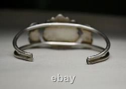Vintage Native American Navajo Turquoise Sterling Silver Cluster Cuff Bracelet