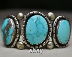 Vintage Native American Navajo Turquoise Sterling Silver Cuff Bracelet