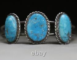 Vintage Native American Navajo Turquoise Sterling Silver Cuff Bracelet