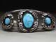 Vintage Native American Navajo Turquoise Sterling Silver Cuff Bracelet